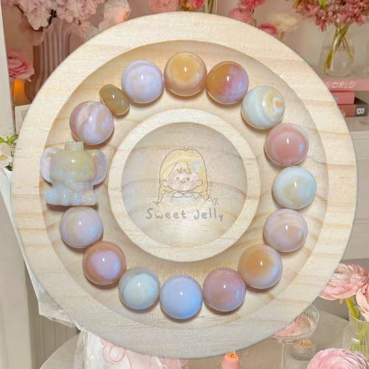 Fruity Alashan Agate Bead Bracelet with Cute Charm Gift Idea | Natural stone Handmade Bracelet | Energy Bracelet | Gift for Her