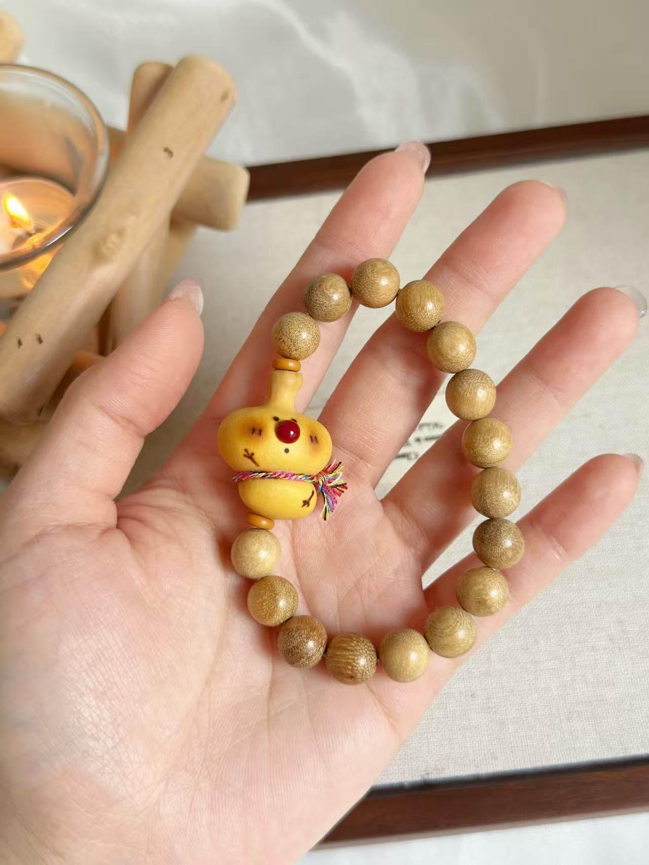 Natural Aromatic Agarwood Design Bracelet with Gourd Charm「奶香木」 | Milk Flavour Beads | Handmade Bracelet