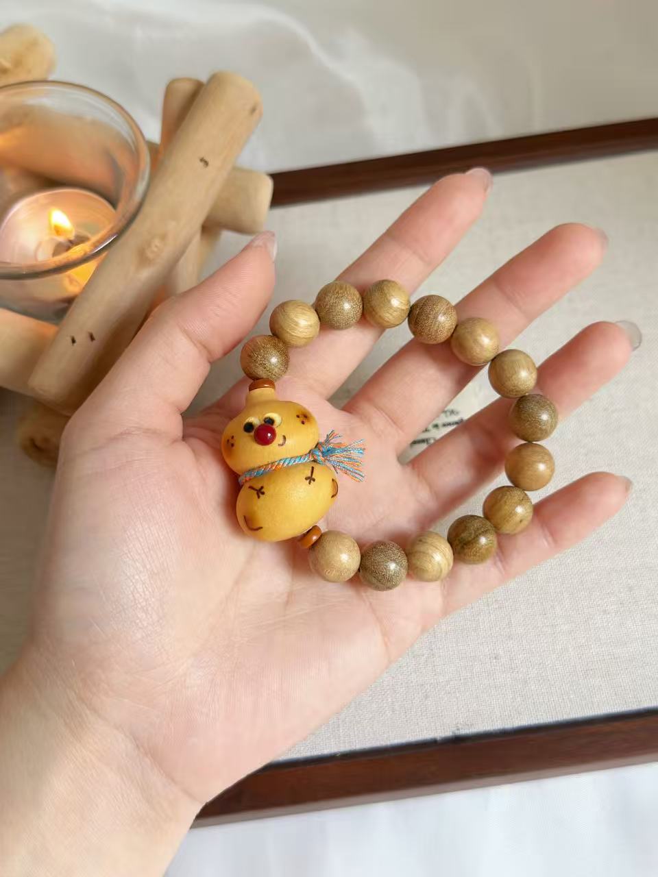 Natural Aromatic Agarwood Design Bracelet with Gourd Charm「奶香木」 | Milk Flavour Beads | Handmade Bracelet