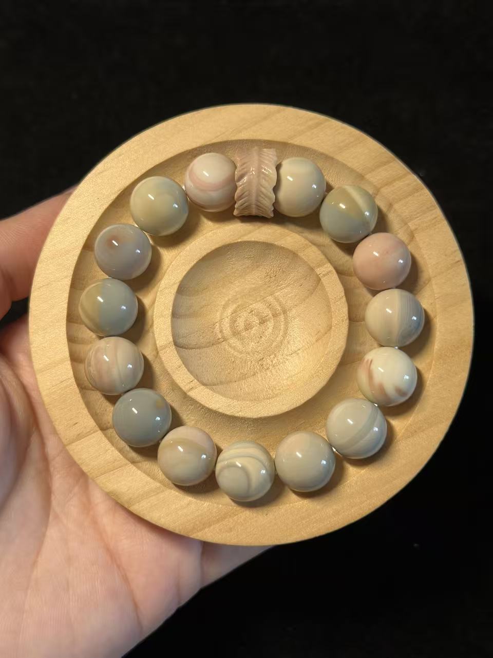 12mm Blue Dreamy Alashan Agate Bead Bracelet Gift for Her | Gemstone Natural Textured Stones Handmade Jewelry