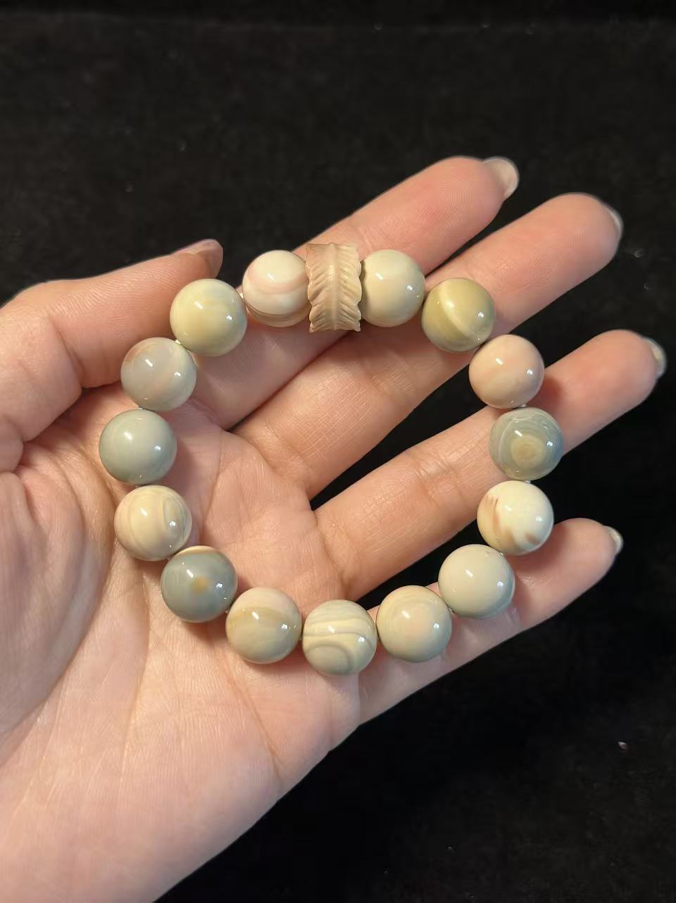 12mm Blue Dreamy Alashan Agate Bead Bracelet Gift for Her | Gemstone Natural Textured Stones Handmade Jewelry