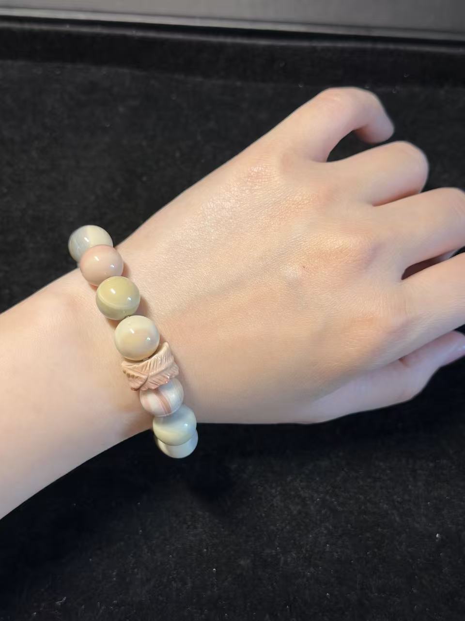 12mm Blue Dreamy Alashan Agate Bead Bracelet Gift for Her | Gemstone Natural Textured Stones Handmade Jewelry