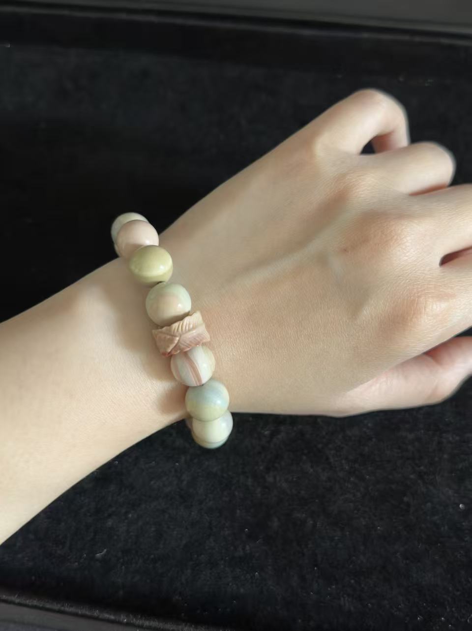 12mm Blue Dreamy Alashan Agate Bead Bracelet Gift for Her | Gemstone Natural Textured Stones Handmade Jewelry