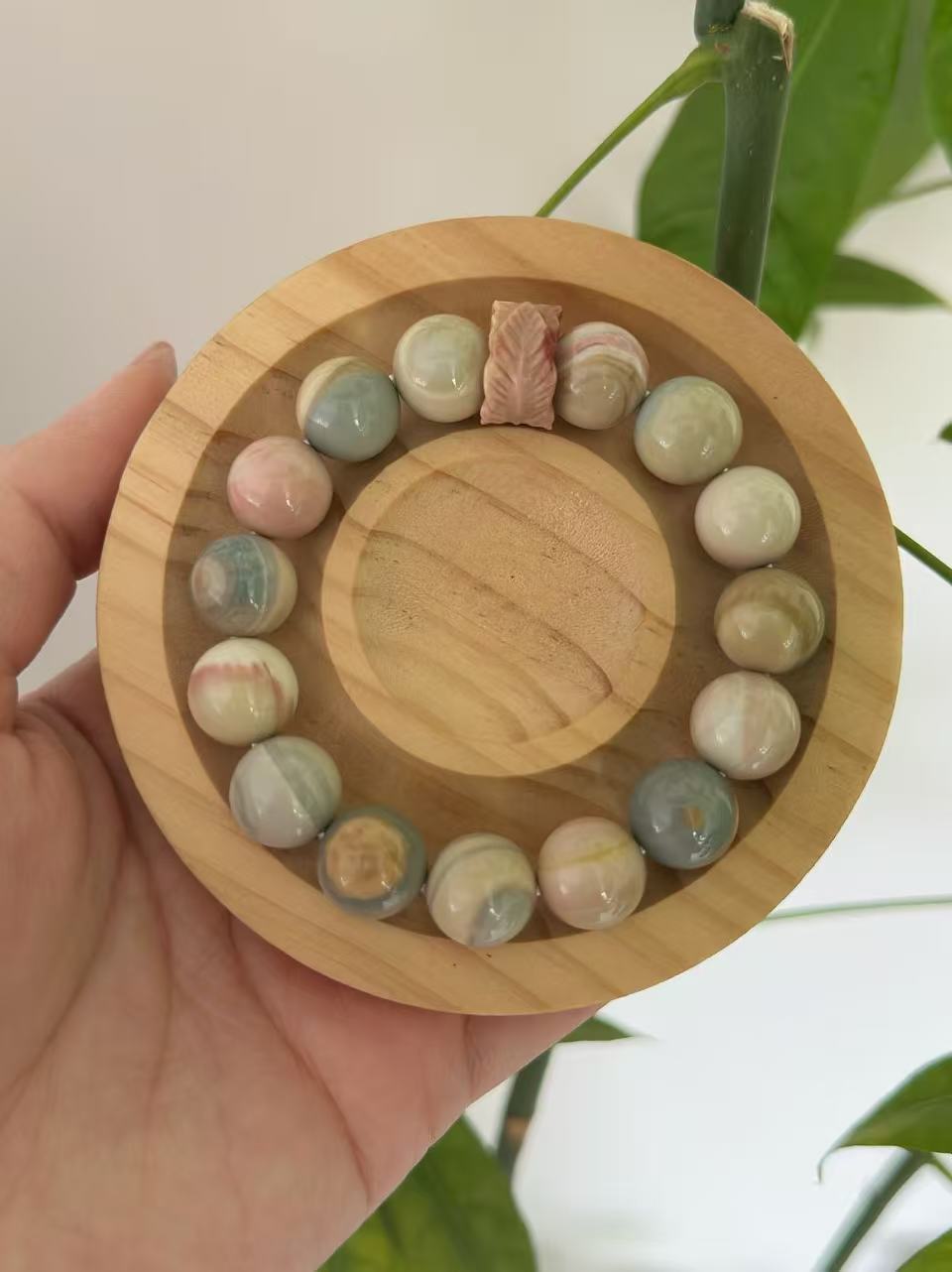 12mm Blue Dreamy Alashan Agate Bead Bracelet Gift for Her | Gemstone Natural Textured Stones Handmade Jewelry