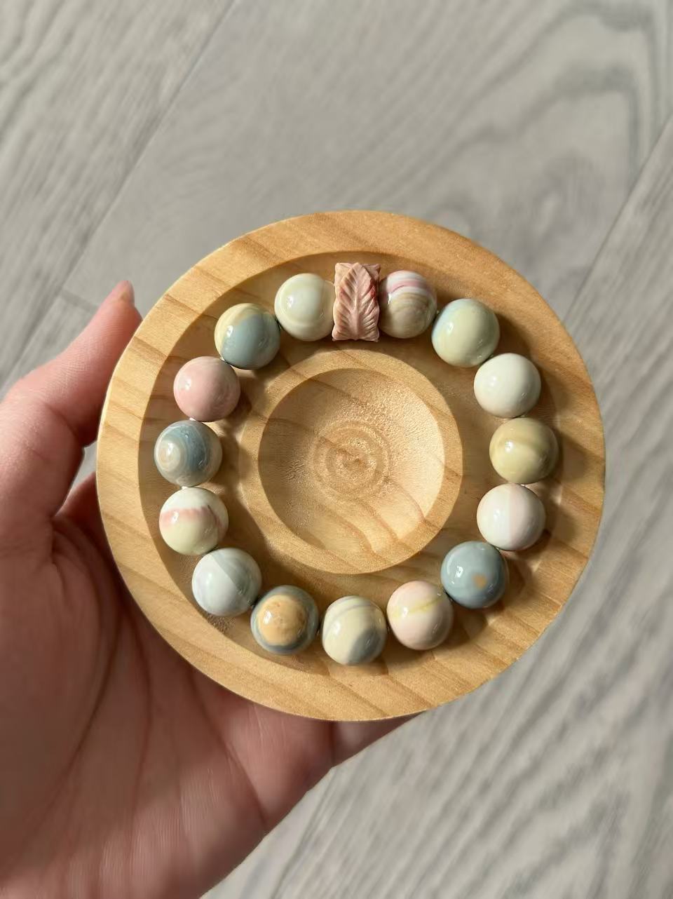 12mm Blue Dreamy Alashan Agate Bead Bracelet Gift for Her | Gemstone Natural Textured Stones Handmade Jewelry