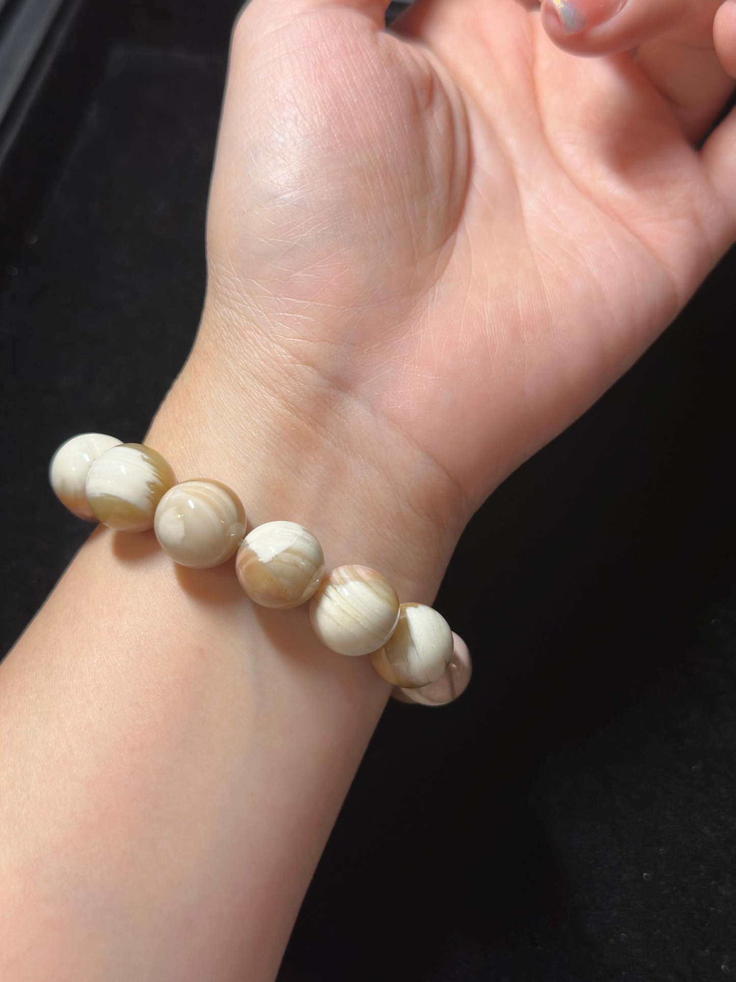 13mm Milky Fruity Alashan Agate Bracelet with Retro Bunny Charm | Gemstone | Handmade Bracelet | Gifts for Her