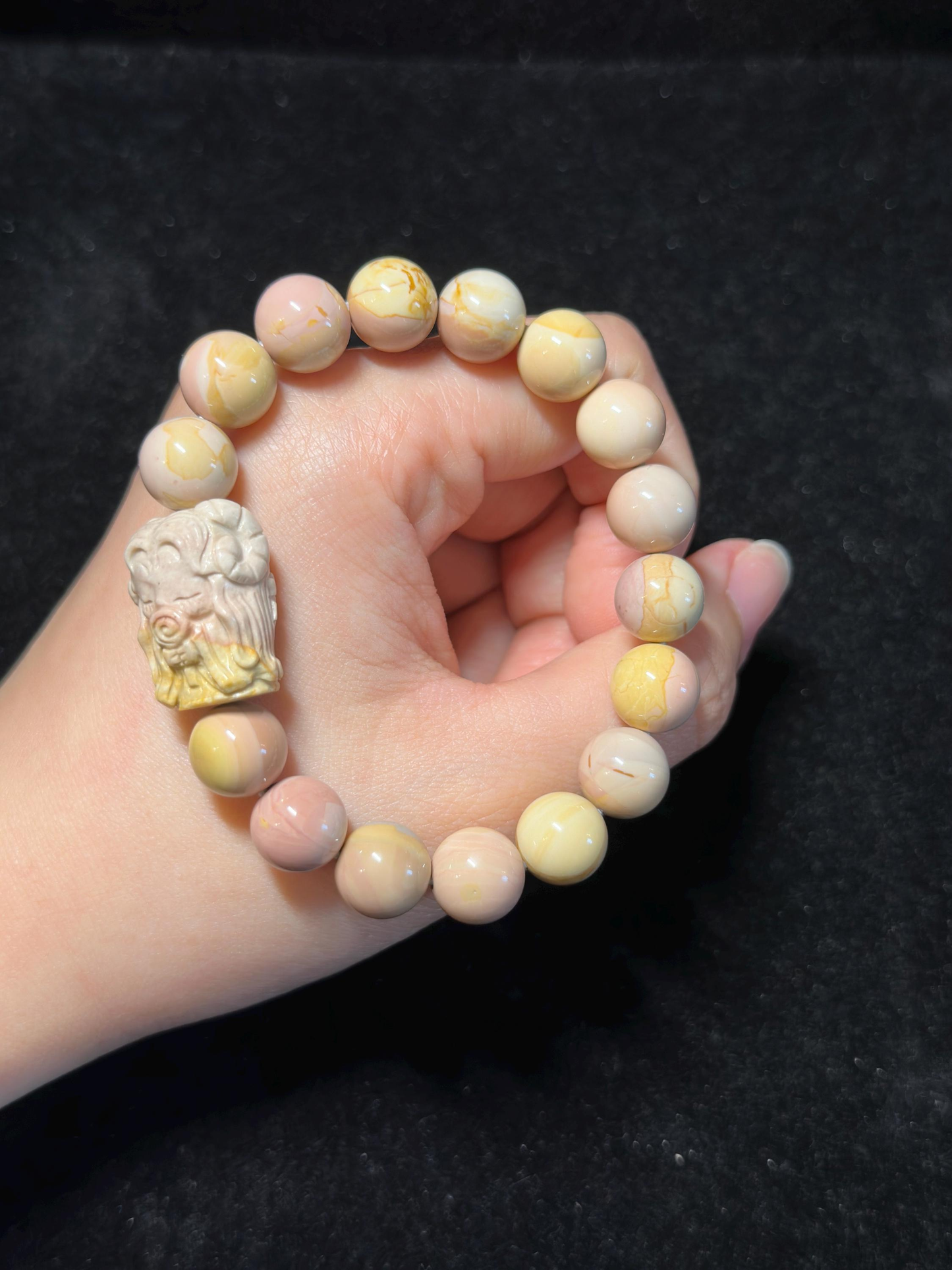 Dreamy Caramel Alashan Agate Handmade Bracelet with Charm | Natural Gemstone Jewelry | Women Accessories | Gift for Her | Textured Stone