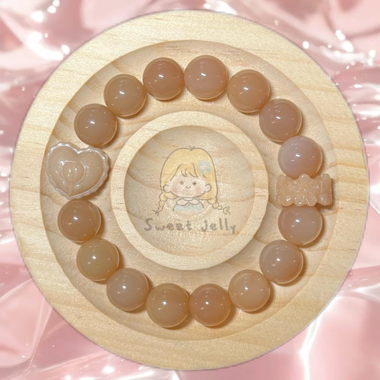 High Grade Peach Alashan Agate Beads Bracelet with Charm | Natural Gemstone Bracelet | Handmade Jewelry | Gift for Her