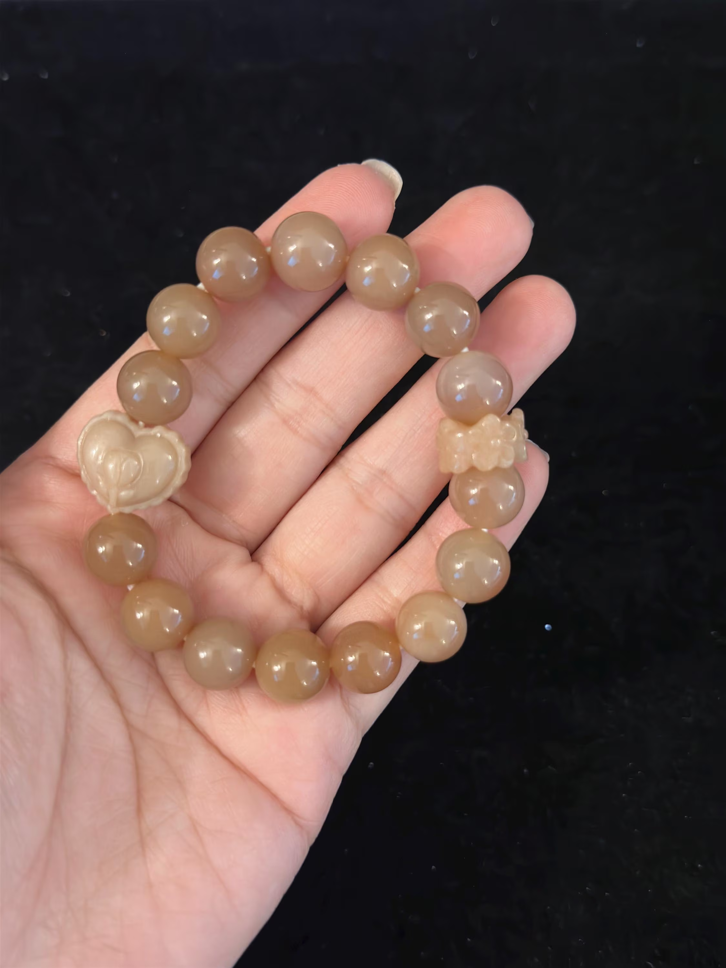 High Grade Peach Alashan Agate Beads Bracelet with Charm | Natural Gemstone Bracelet | Handmade Jewelry | Gift for Her