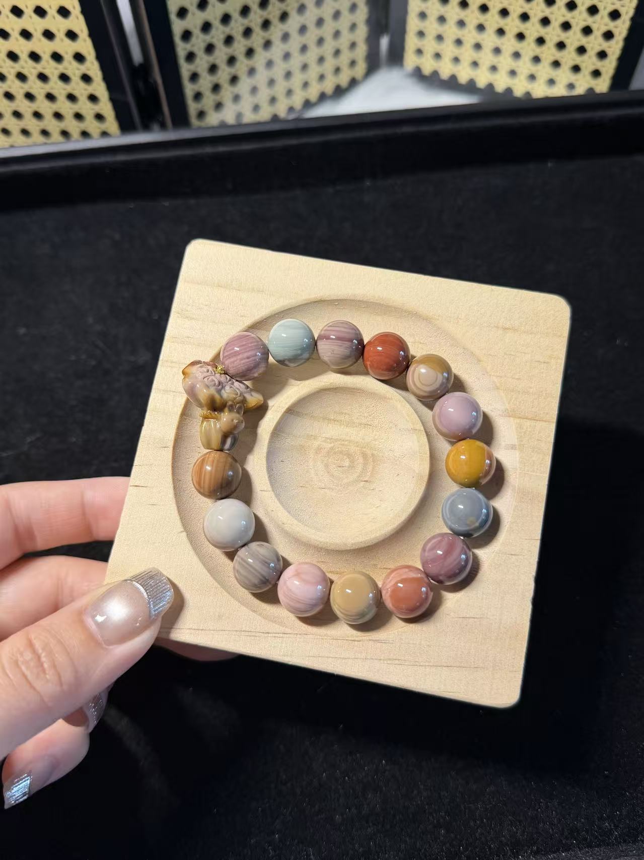 12mm Fruity Alashan Agate Bracelet with Flower Charm | Gemstone | Handmade Bracelet | Gifts for Her