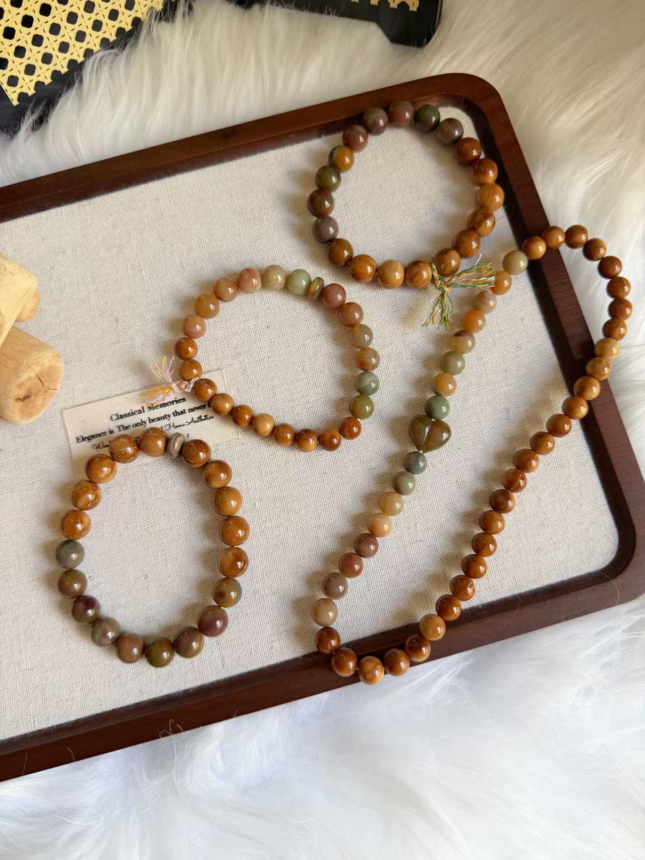 Natural Kuka Bracelet with Old Mine Alashan Agate| Natural Wood & Stone | Handmade Bracelet