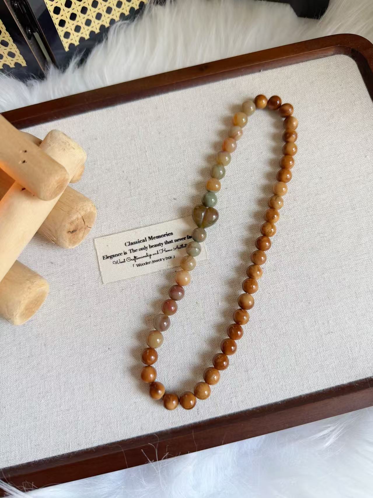 Natural Kuka Bracelet with Old Mine Alashan Agate| Natural Wood & Stone | Handmade Bracelet