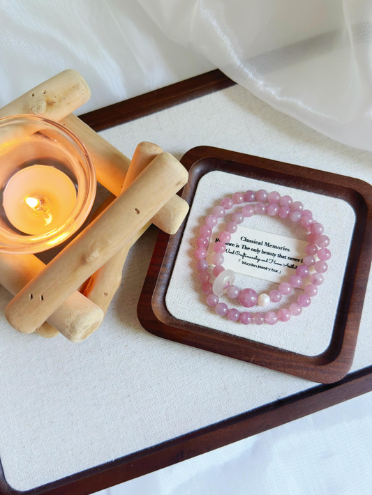 Double Row Strawberry Quartz Bracelet | Natural Crystal Beaded Bracelet | Love & Healing Jewelry | Gift for Her | Adjustable