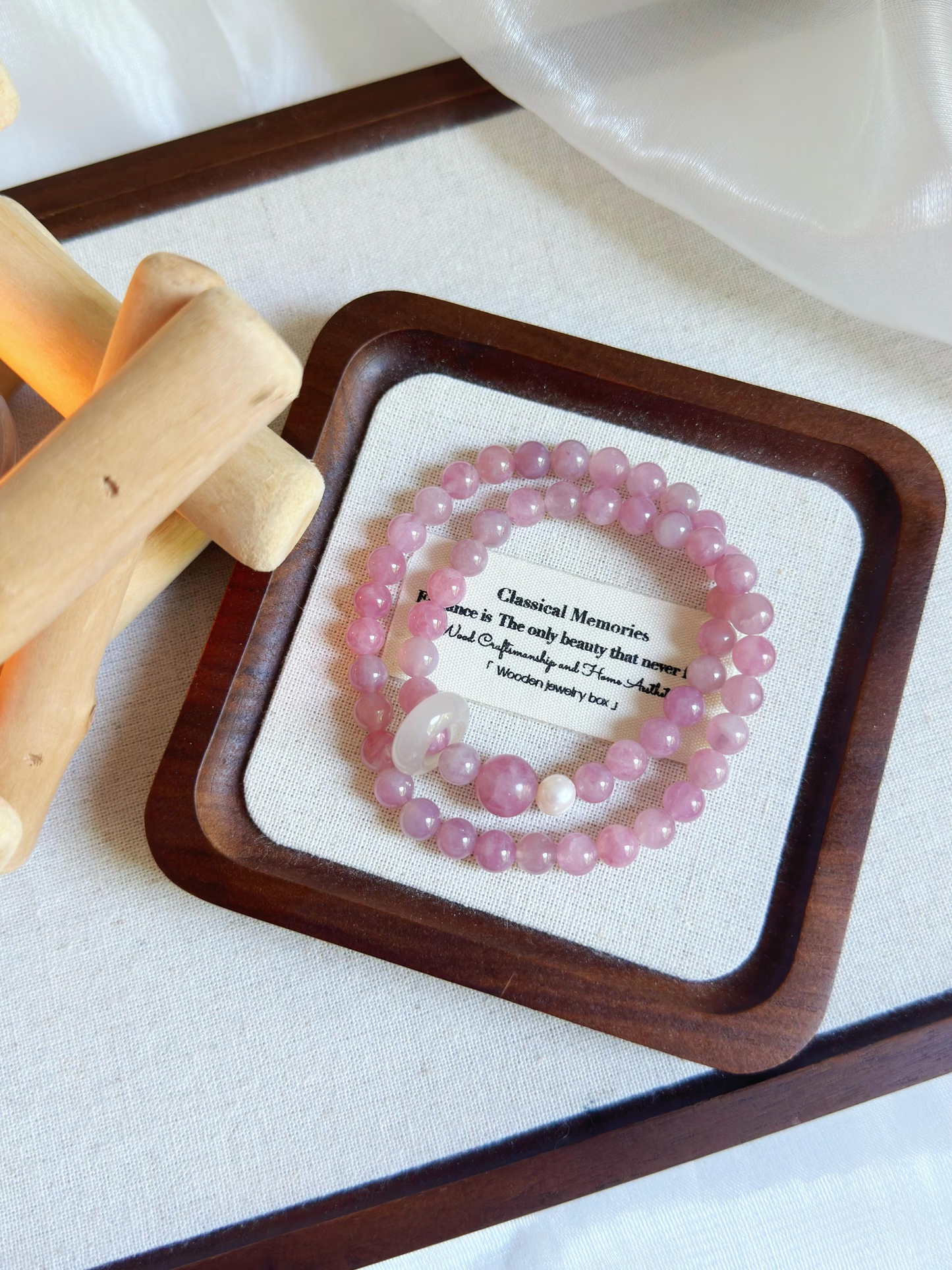 Double Row Strawberry Quartz Bracelet | Natural Crystal Beaded Bracelet | Love & Healing Jewelry | Gift for Her | Adjustable