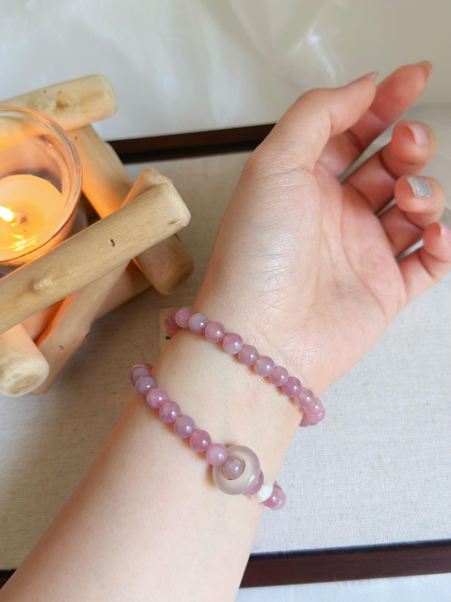 Double Row Strawberry Quartz Bracelet | Natural Crystal Beaded Bracelet | Love & Healing Jewelry | Gift for Her | Adjustable