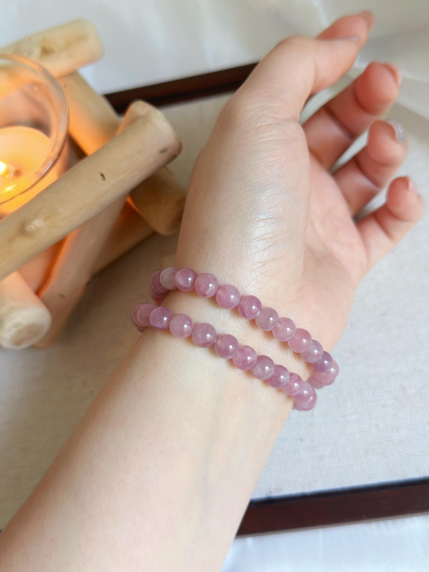 Double Row Strawberry Quartz Bracelet | Natural Crystal Beaded Bracelet | Love & Healing Jewelry | Gift for Her | Adjustable