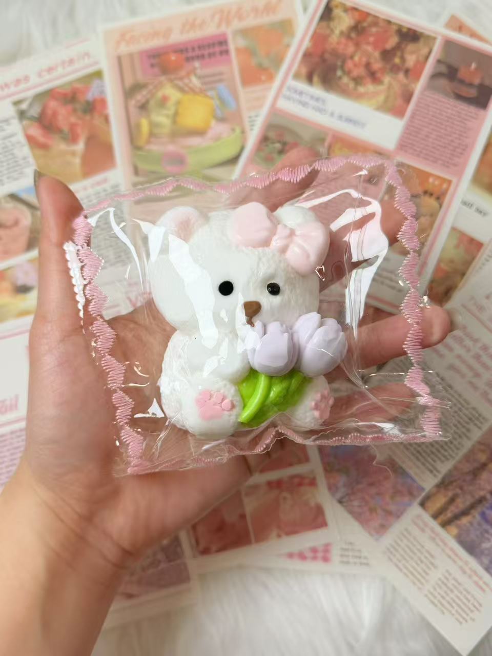 Tulip Bear Handmade Squishy Toy | Stress Reliever | Unique Fun | Handmade Slime Toy | Gift Idea