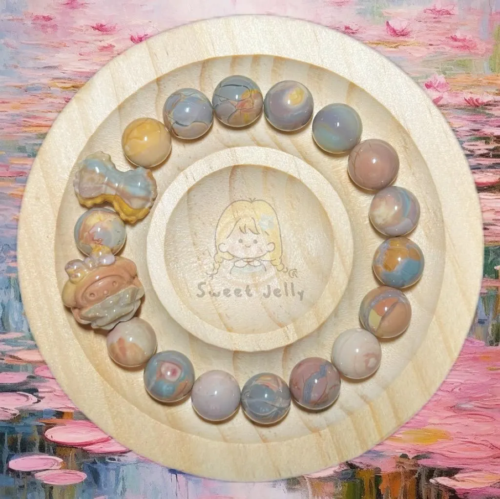 Exploded Dreamy Alashan Agate Beads Bracelet with Charm | Gemstone | Design Bracelet | Handmade Jewelry | DIY | Gift Idea