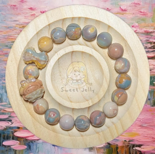 Exploded Dreamy Alashan Agate Beads Bracelet with Charm | Gemstone | Design Bracelet | Handmade Jewelry | DIY | Gift Idea