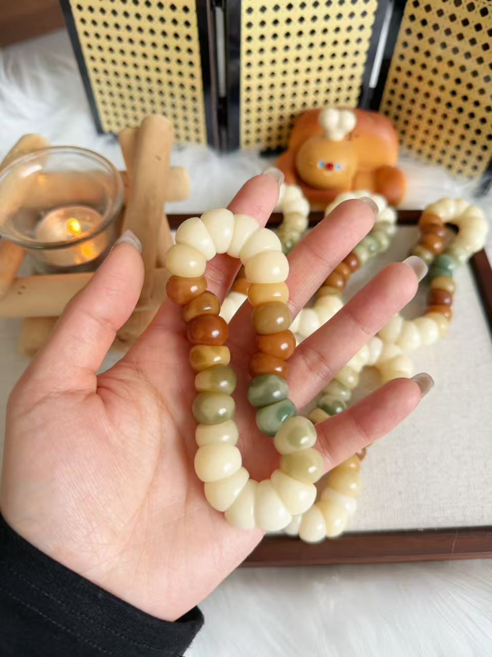 14mm蒜瓣 Bodhi Root Bracelet | Prayer Beads | Handmade Bracelet | Natural Bodhi Root