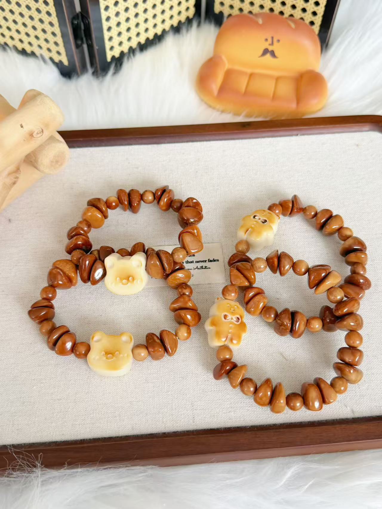 Irregular Natural Kuka Bracelet with Tagua Nut Charm | Natural Wood | Handmade Bracelet