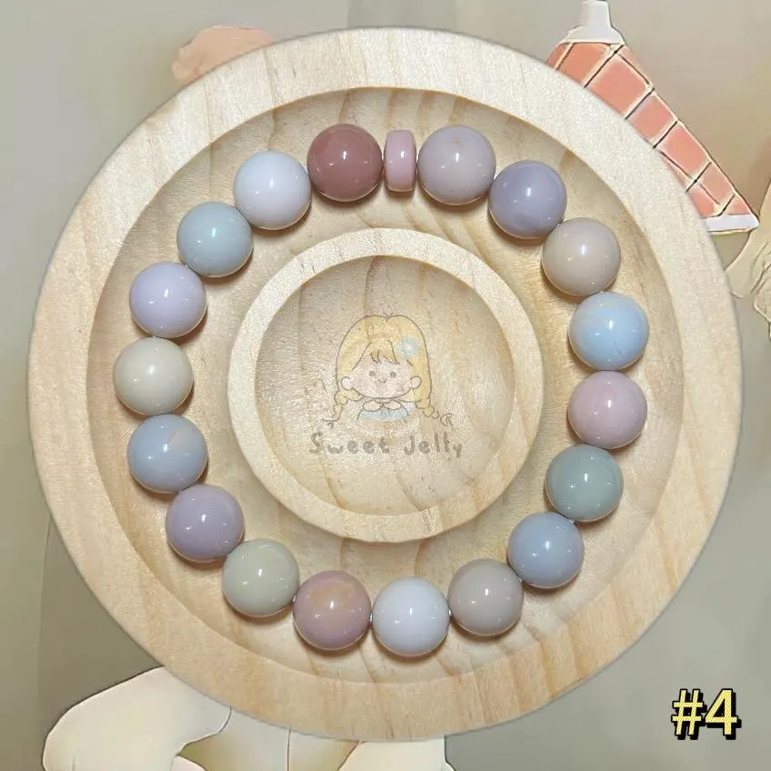 10mm Macaron Pastel Alashan Agate Raw Bracelet | Natural Gemstone Jewelry | Women Accessories | Gift for Her | DIY | Textured Stone