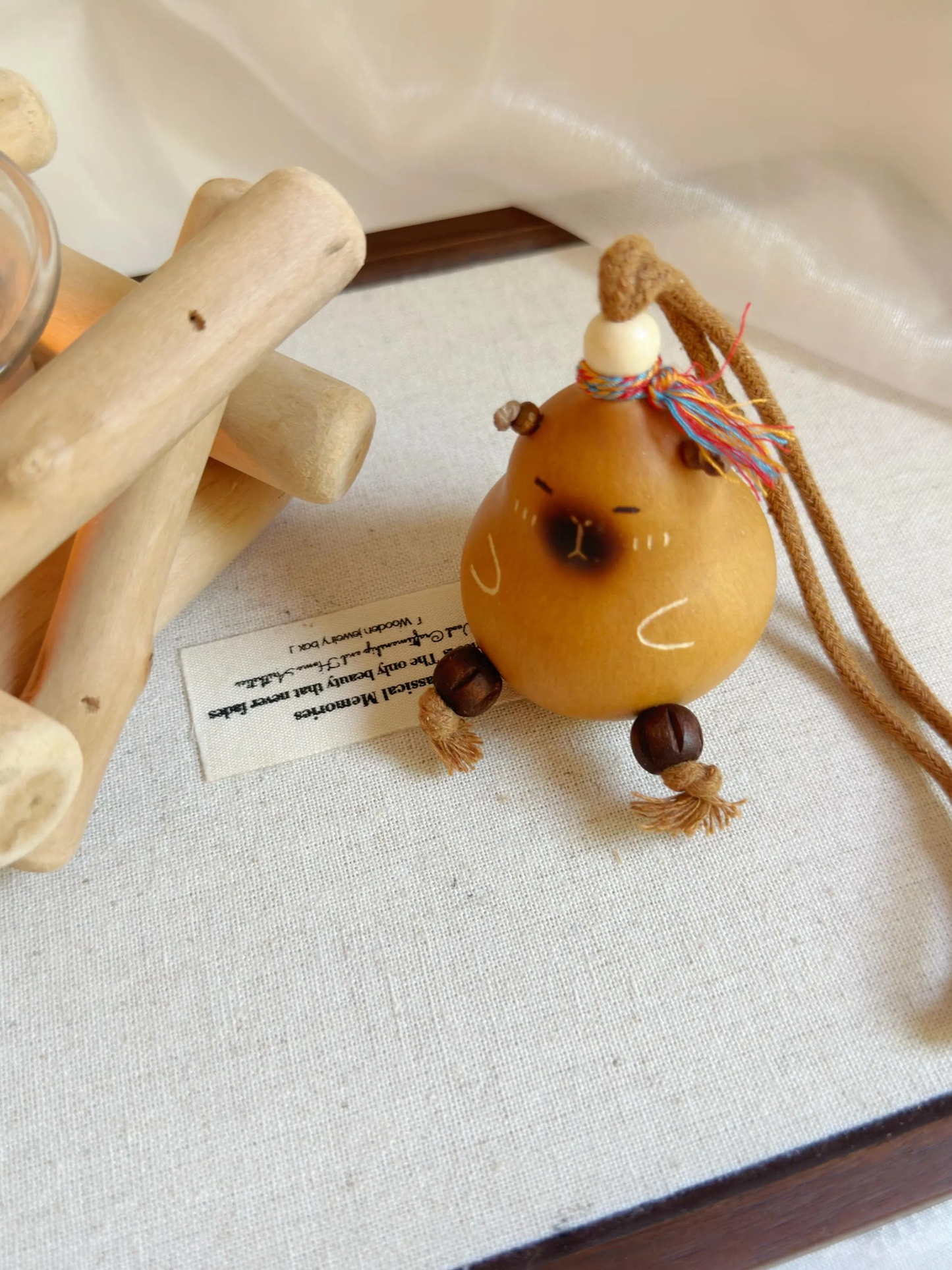 Capybara Handmade Carved Gourd Charm | Natural Gourd Car Mirror Hanging | Bag Accessory | Lucky Amulet | Unique Gift for Nature Lovers