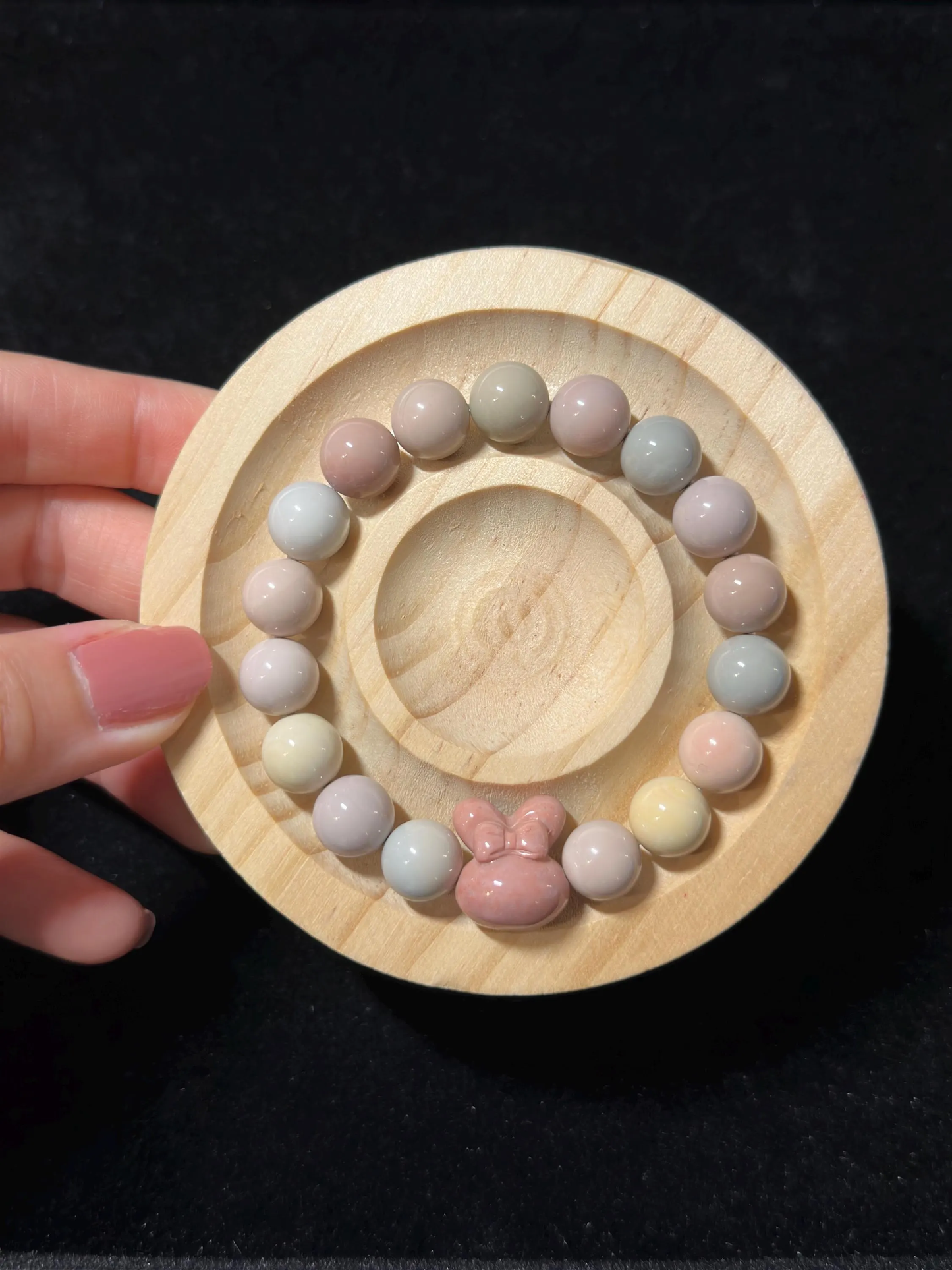 10mm Macaron Pastel Alashan Agate Bead Bracelet with Bunny Charm | Handmade Jewelry | Gemstone Accessories | Gift for Her