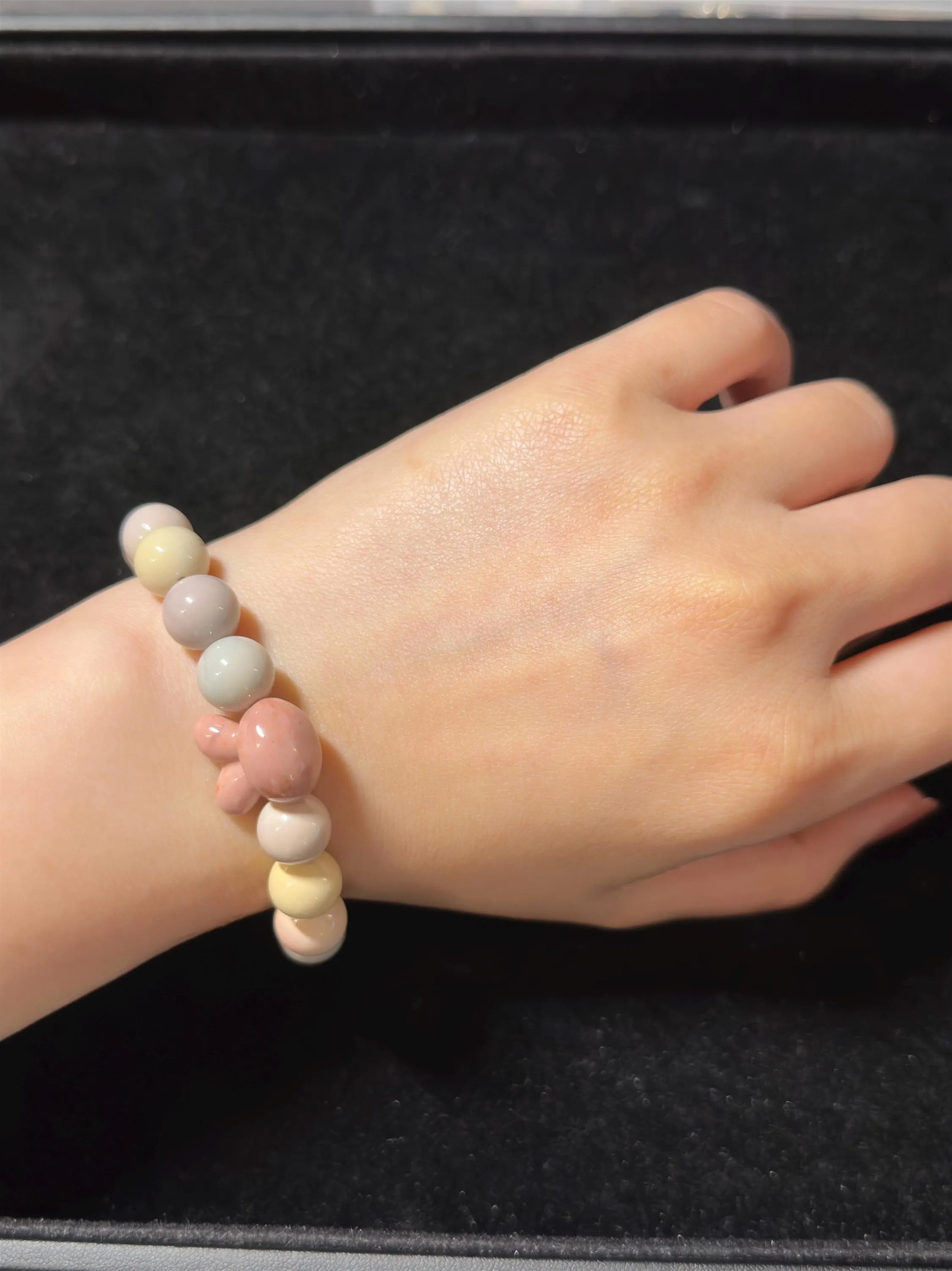 10mm Macaron Pastel Alashan Agate Bead Bracelet with Bunny Charm | Handmade Jewelry | Gemstone Accessories | Gift for Her