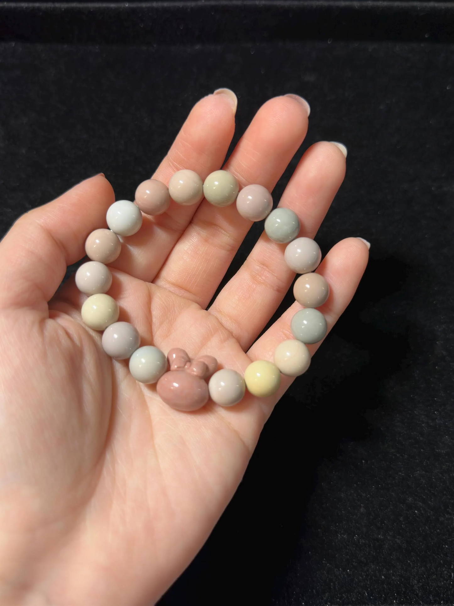 10mm Macaron Pastel Alashan Agate Bead Bracelet with Bunny Charm | Handmade Jewelry | Gemstone Accessories | Gift for Her