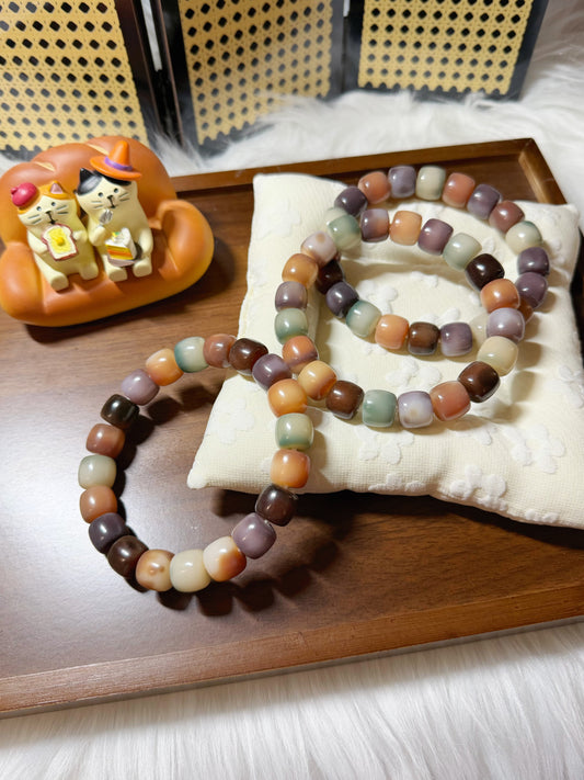 13mm莫奈花园 Bodhi Root Bracelet | Prayer Beads | Handmade Bracelet | Natural Bodhi Root