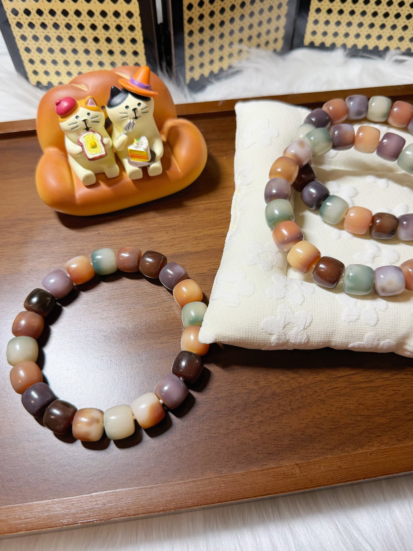 13mm莫奈花园 Bodhi Root Bracelet | Prayer Beads | Handmade Bracelet | Natural Bodhi Root