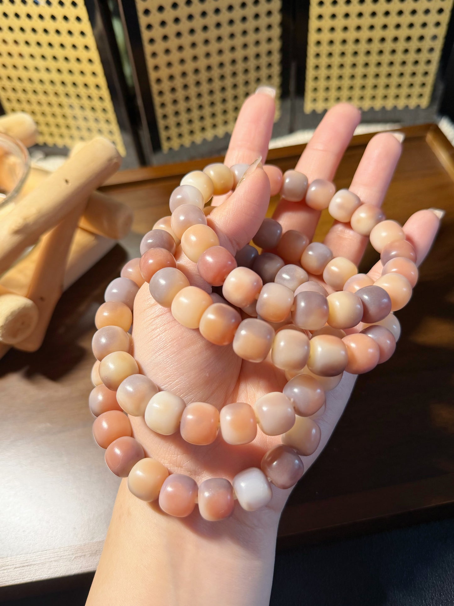 12mm捕梦网 Bodhi Root Bracelet | Prayer Beads | Handmade Bracelet | Natural Bodhi Root