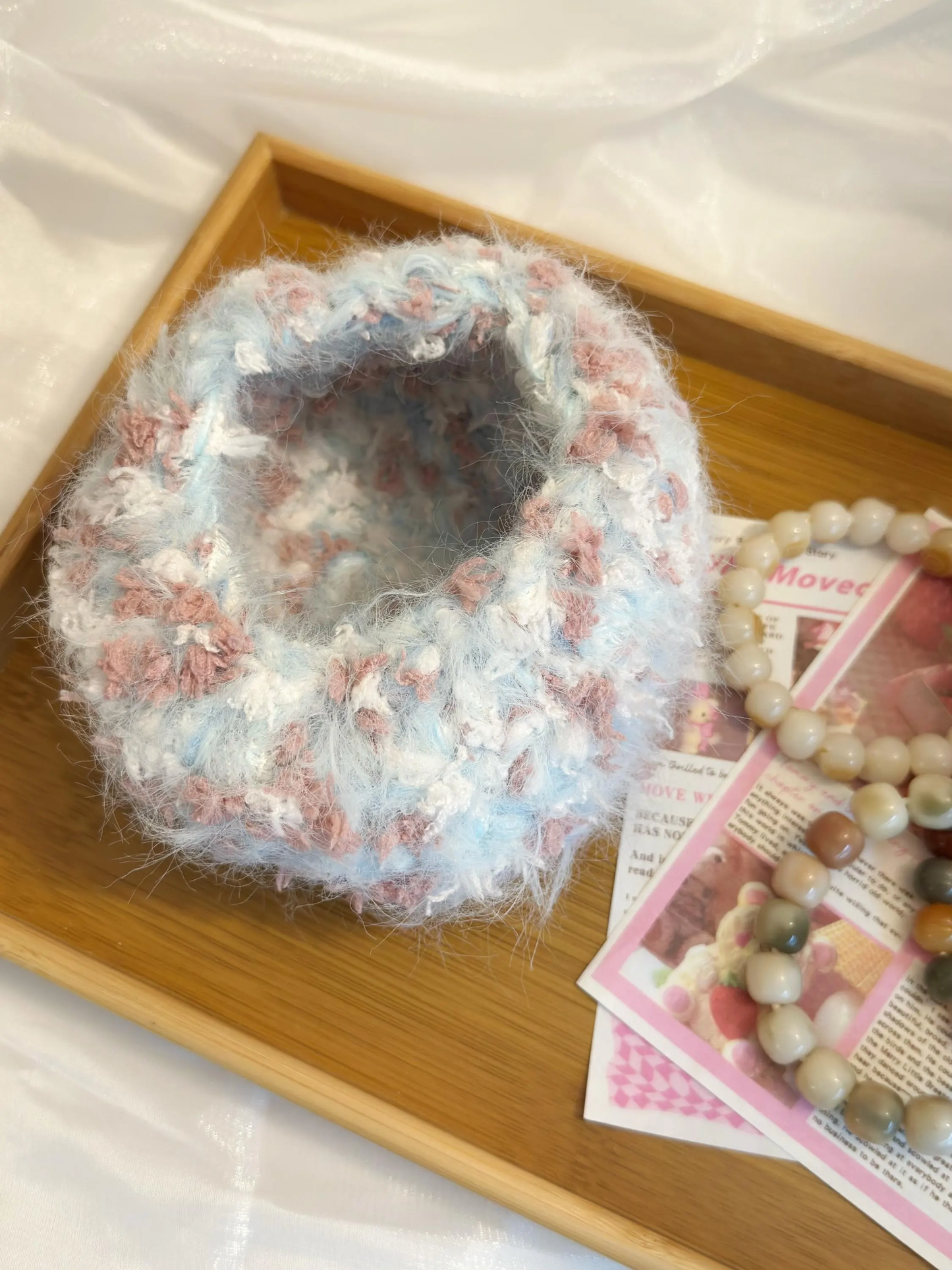 Crochet Bracelet Storage Basket with Handle | Handmade Organizer for Bracelets | Small Jewelry Organizer | Boho Decor | Crochet Bowl