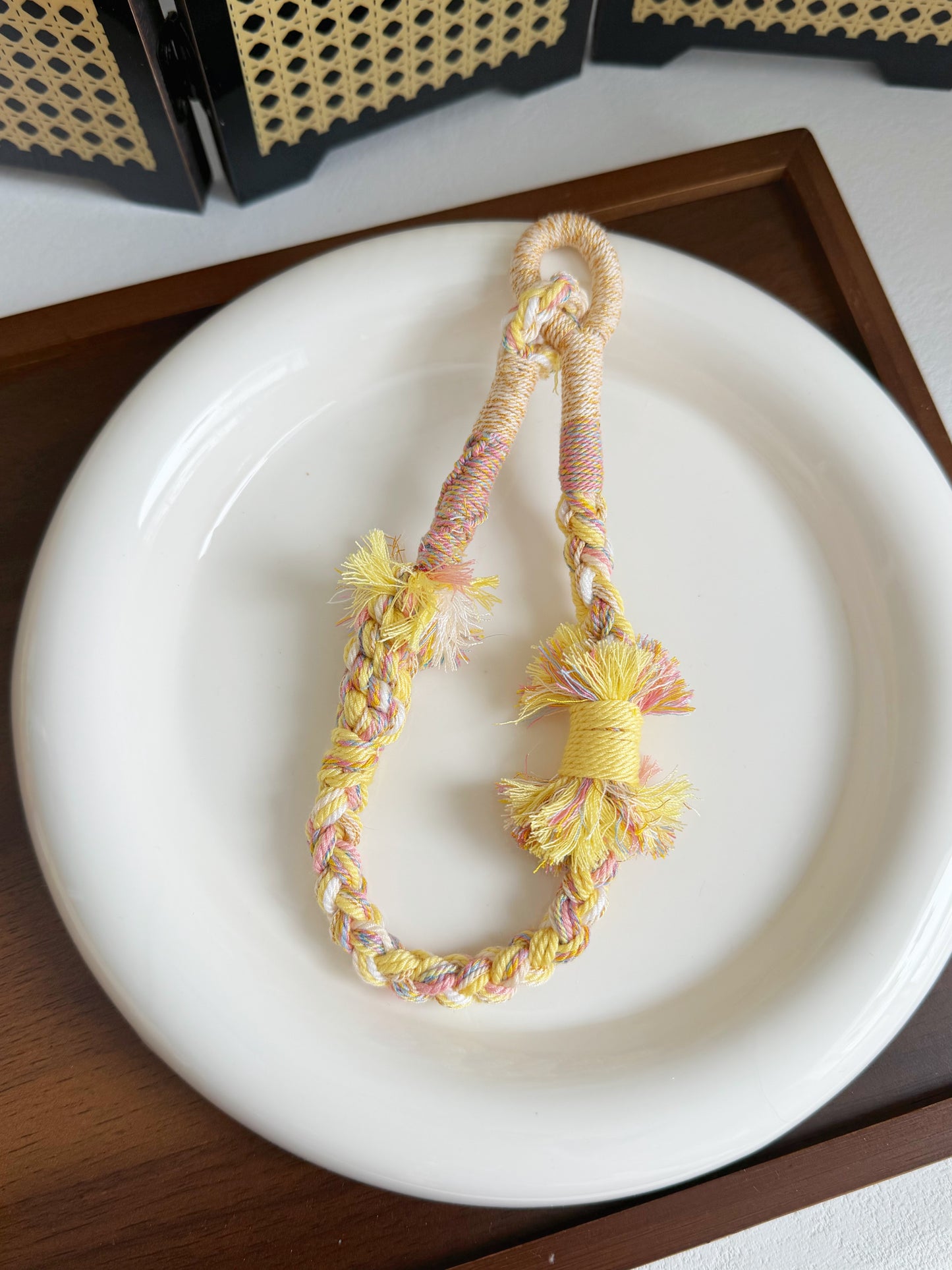 Hand-Braided Sandalwood Cute Bear Phone Charm | Natural Wooden Charm | Cute Keychain or Bag Accessory | Handmade Oriental Gift