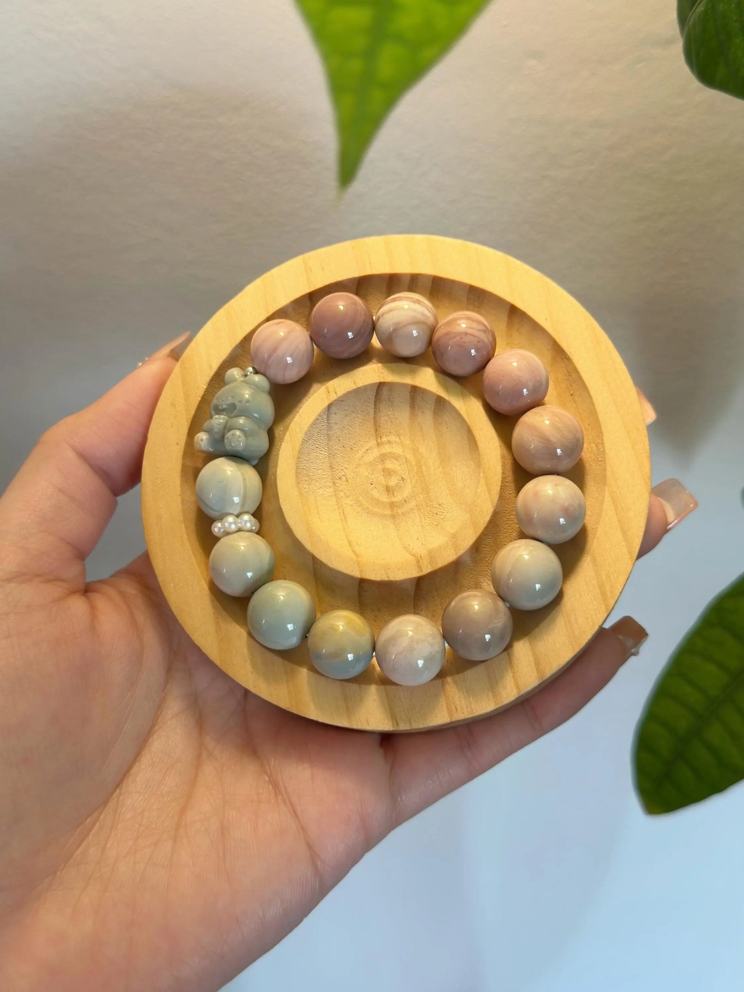 12mm Pink Blue Alashan Agate Beads Handmade Bracelet | Natural Gemstone Jewelry | Women Accessories | Gift for Her | DIY | Textured Stone